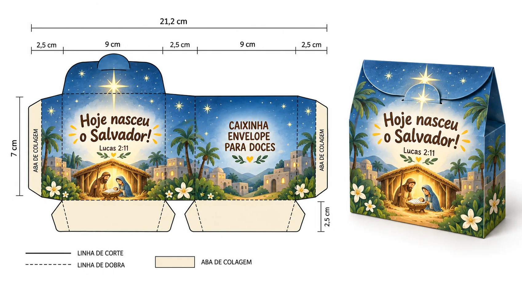 Caixinha envelope cristã para o Natal