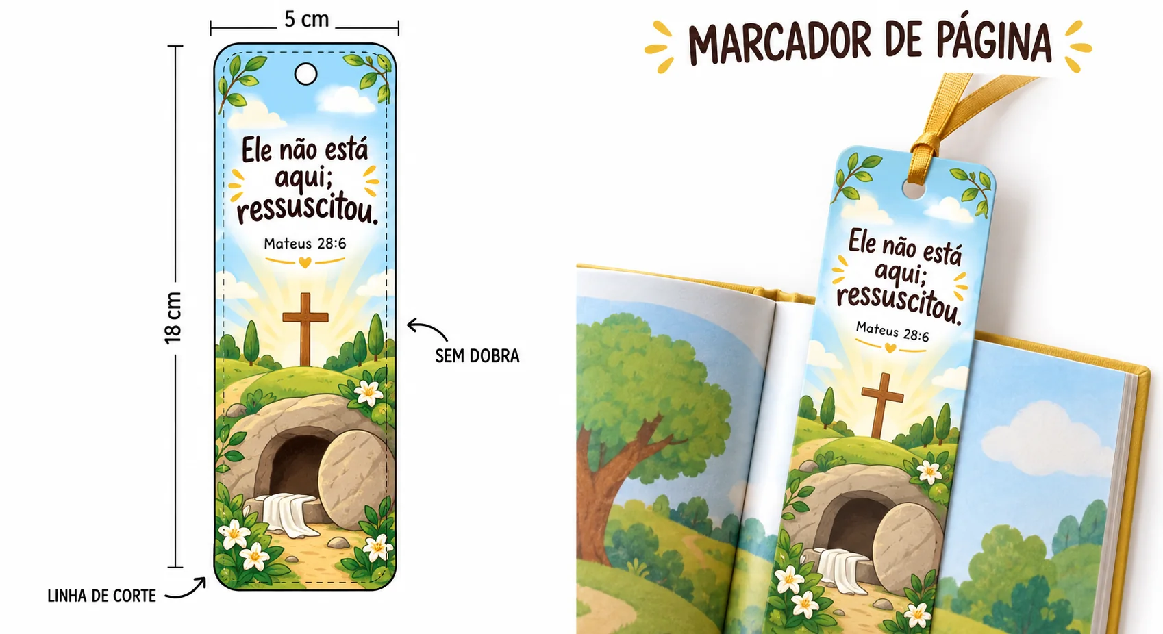 Marcador de página cristão para a Páscoa